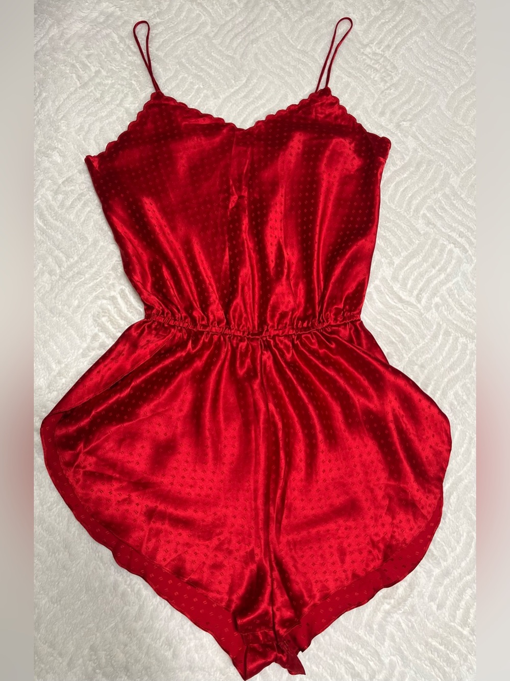 Vintage Galadriel 100% Silk Red Romper Teddy Lingerie Bodysuit Size L - Picture 6 of 15